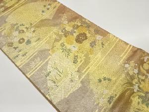 引箔地紙に秋草・ヱ霞模様織出し袋帯